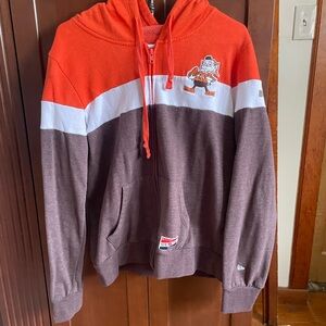 NFL Women Orange and Brown Zip-Up Hoodie